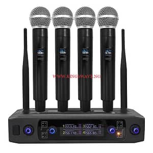 V440 Wireless Microphone, Professional 4 Channels Karaoke Handheld System For Home Karaoke, Meeting, Party, Church, DJ, Wedding,