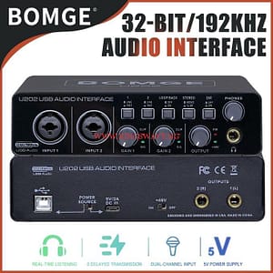 BOMGE U202 USB Audio Interface With Mic Preamplifier XLR/TSR/TS Ports,48V,32-Bit/192kHz Resolution For Computer