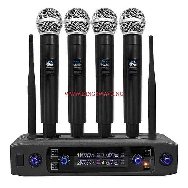 V440 Wireless Microphone, Professional 4 Channels Karaoke Handheld System For Home Karaoke, Meeting, Party, Church, DJ, Wedding,