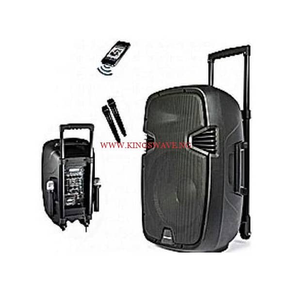 15'' Bluetooth Rechargeable Public Address System With 2 Wireless Microphones,SD Port,FM Radio,USB Port