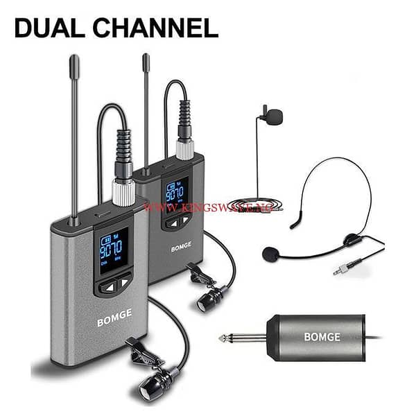 UHF Wireless Microphone Headband Lapel Dual Mic Fro Teching
