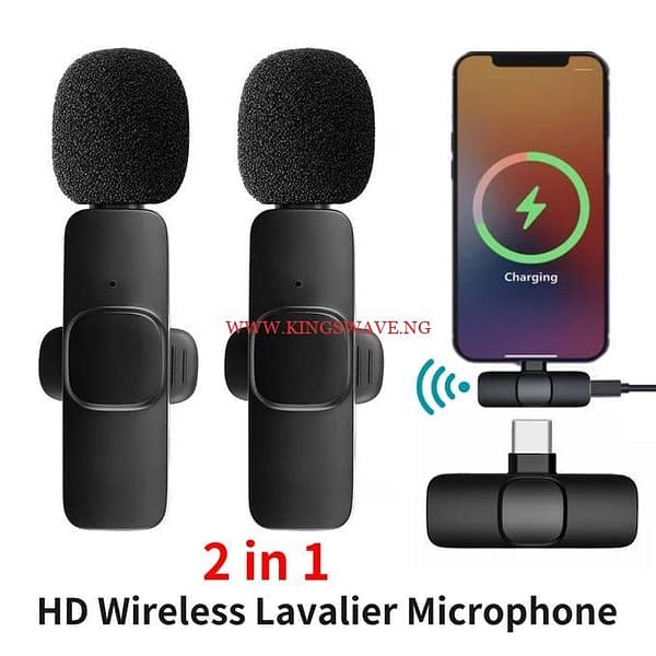 2 In 1 Wireless Lavalier Microphone Portable Audio Mic For IOS - Image 2
