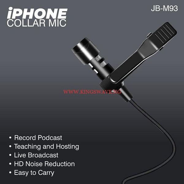 HIGH QUALITY Tie Clip ORIGINAL IPhone Mic Lapel Lavalier Microphone For Vlogging Interview Etc. With / Noise Cancellation - Image 2