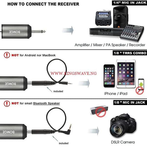UHF Wireless Microphone Headband Lapel Dual Mic Fro Teching - Image 2