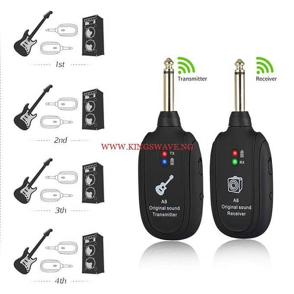 A8 UHF Wireless Guitar Transmitter Receiver Set 730mhz 50M - Image 2