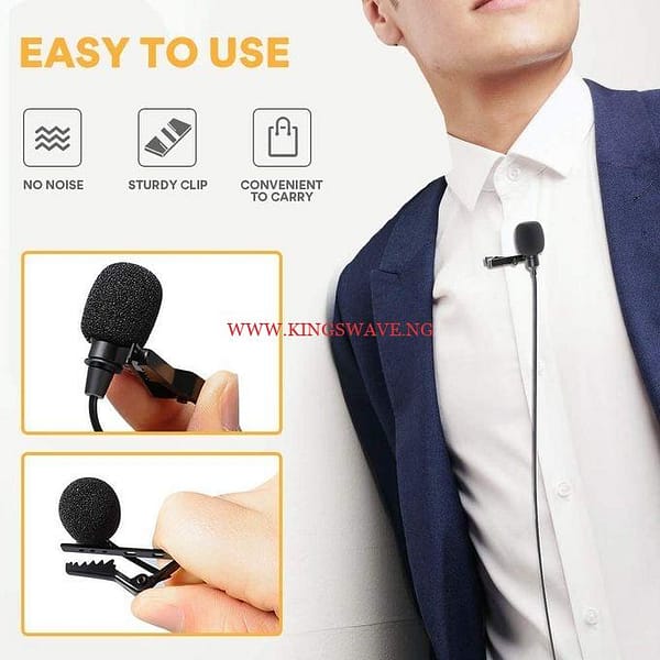 HIGH QUALITY Tie Clip ORIGINAL IPhone Mic Lapel Lavalier Microphone For Vlogging Interview Etc. With / Noise Cancellation - Image 5
