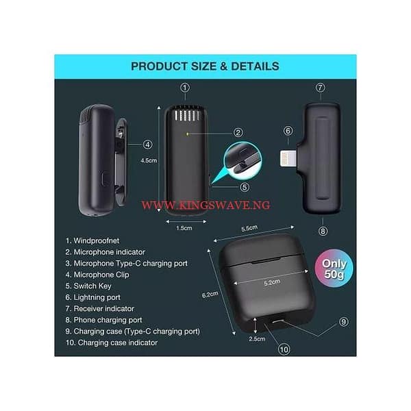 Wireless Lavalier Microphone, With Charging Case For IPhone And Android - Image 6