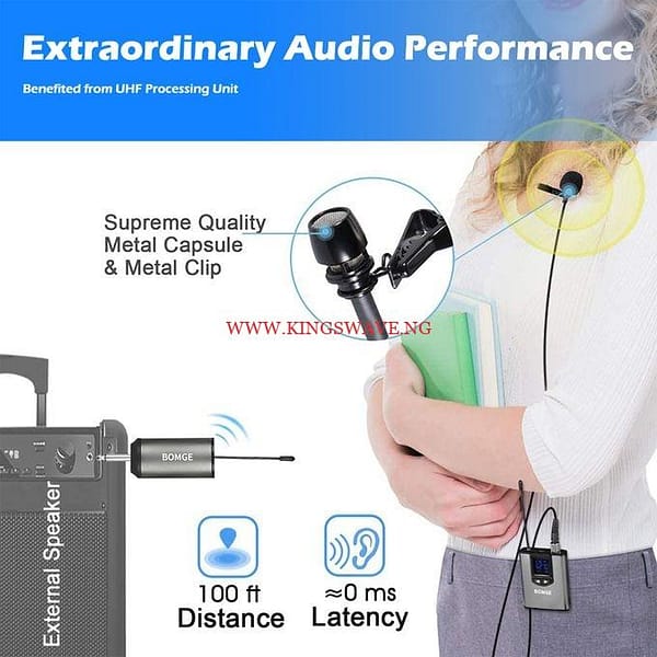 UHF Wireless Microphone Headband Lapel Dual Mic Fro Teching - Image 7