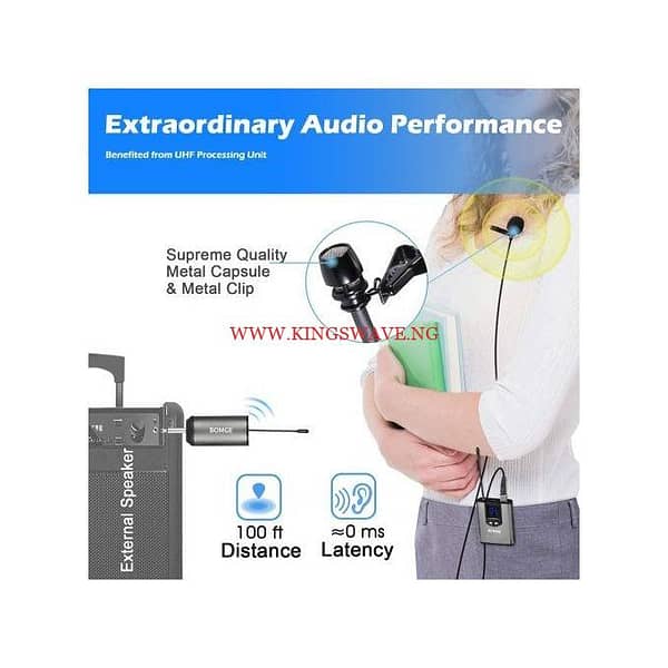 UHF Wireless Microphone Headband Lapel Dual Mic Fro Teching - Image 7