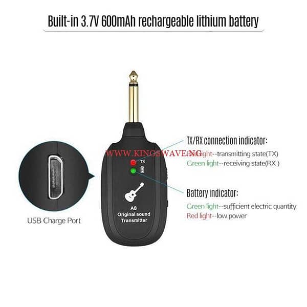 A8 UHF Wireless Guitar Transmitter Receiver Set 730mhz 50M - Image 7